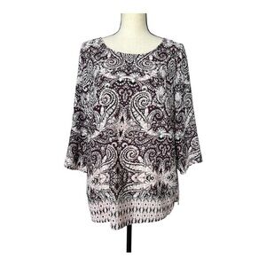 Cynthia Rowley Black and White Boxy Tunic Blouse Size M